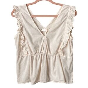 Xirena Top Womens XS Peach Pink Penelope Ruffle Peplum Babydoll Coquette Pastel